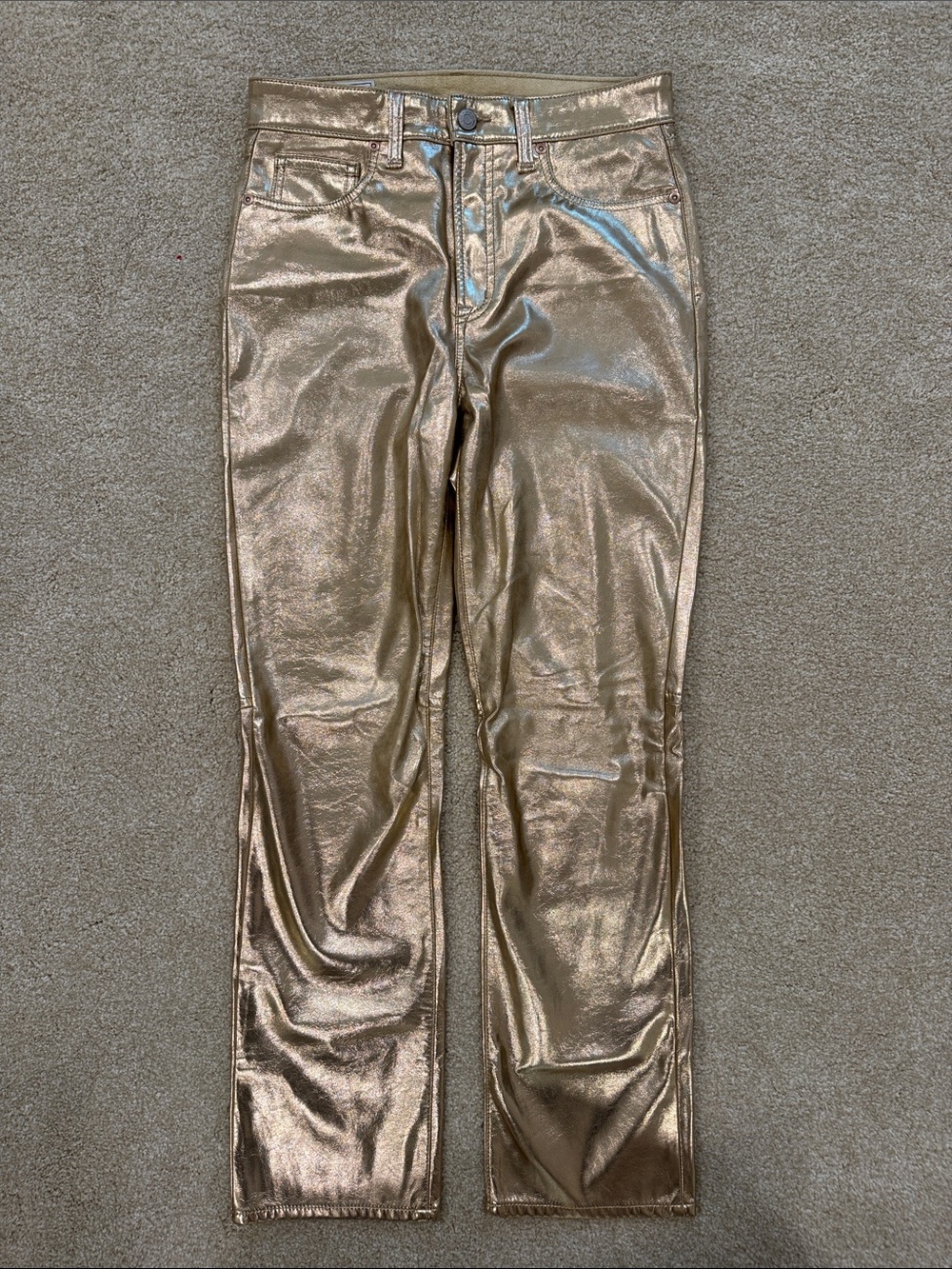 GAP Metallic Gold Straight-Leg Pants